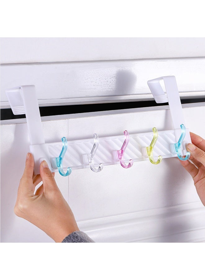 1pcs Minimalist Plastic Door Hook, Wall Hanging No Drilling Required Clothes Rack, Bathroom Holder With 5 Hooks, Bedroom Storage Hanging Clothes Hanger Hook - Image 3