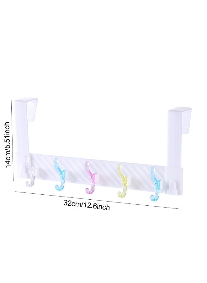 1pcs Minimalist Plastic Door Hook, Wall Hanging No Drilling Required Clothes Rack, Bathroom Holder With 5 Hooks, Bedroom Storage Hanging Clothes Hanger Hook - Image 2