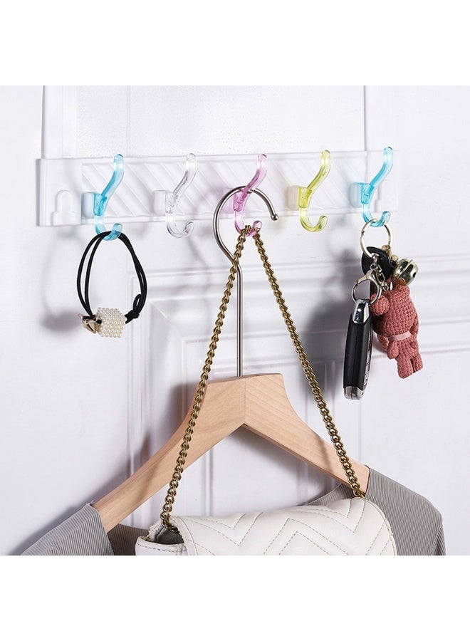 1pcs Minimalist Plastic Door Hook, Wall Hanging No Drilling Required Clothes Rack, Bathroom Holder With 5 Hooks, Bedroom Storage Hanging Clothes Hanger Hook - Image 1