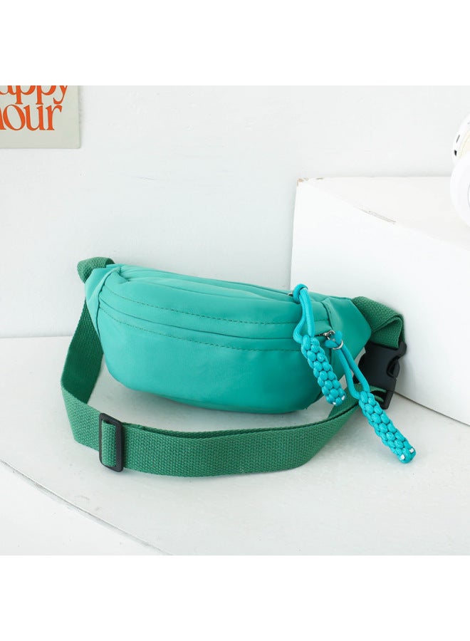 Children's Chest Bag Cute Children's Messenger Bag Outdoor Travel Waist Bag Kindergarten Backpack Nylon Shoulder Bag-Color:Green - Image 1