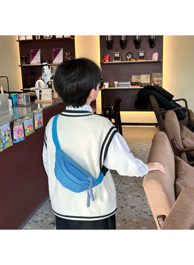 Children's Chest Bag Cute Children's Messenger Bag Outdoor Travel Waist Bag Kindergarten Backpack Nylon Shoulder Bag-Color:Green - Image 4
