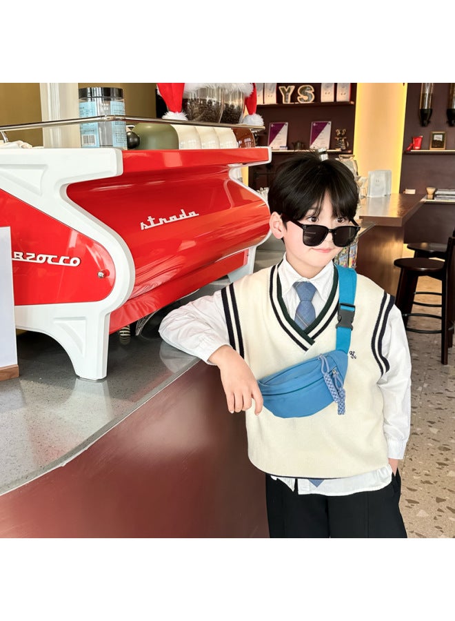 Children's Chest Bag Cute Children's Messenger Bag Outdoor Travel Waist Bag Kindergarten Backpack Nylon Shoulder Bag-Color:Green - Image 3