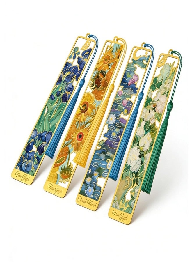 Cioohan 4 Packs Artist-Designed Metal Bookmarks with Tassel for Van Gogh,Monet,Reading Accessories for Women,Readers & Book Lovers - Image 1