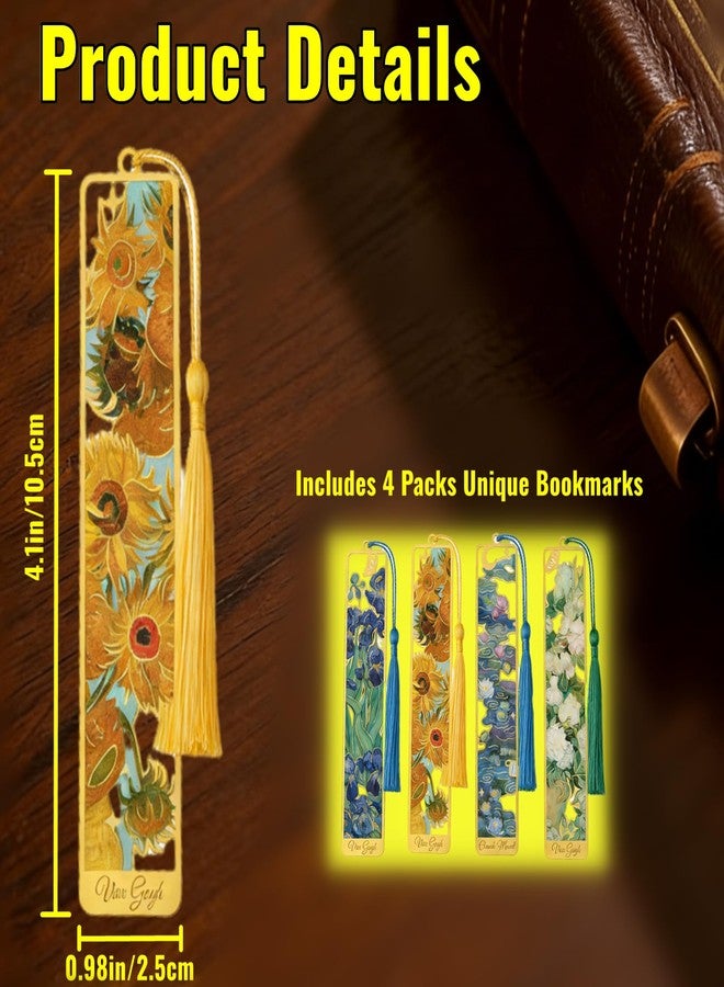 Cioohan 4 Packs Artist-Designed Metal Bookmarks with Tassel for Van Gogh,Monet,Reading Accessories for Women,Readers & Book Lovers - Image 3