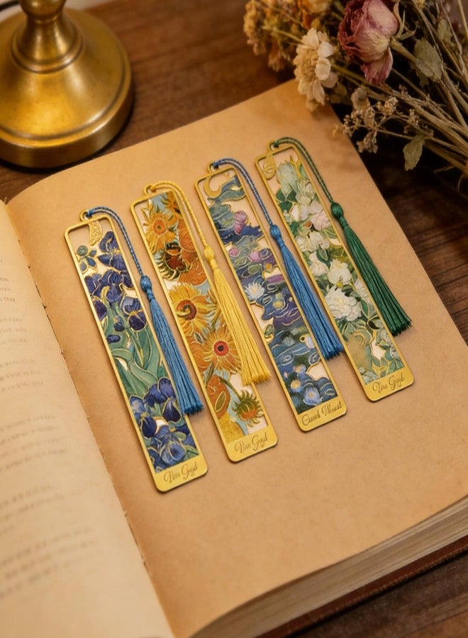 Cioohan 4 Packs Artist-Designed Metal Bookmarks with Tassel for Van Gogh,Monet,Reading Accessories for Women,Readers & Book Lovers - Image 2