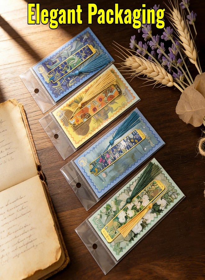 Cioohan 4 Packs Artist-Designed Metal Bookmarks with Tassel for Van Gogh,Monet,Reading Accessories for Women,Readers & Book Lovers - Image 4
