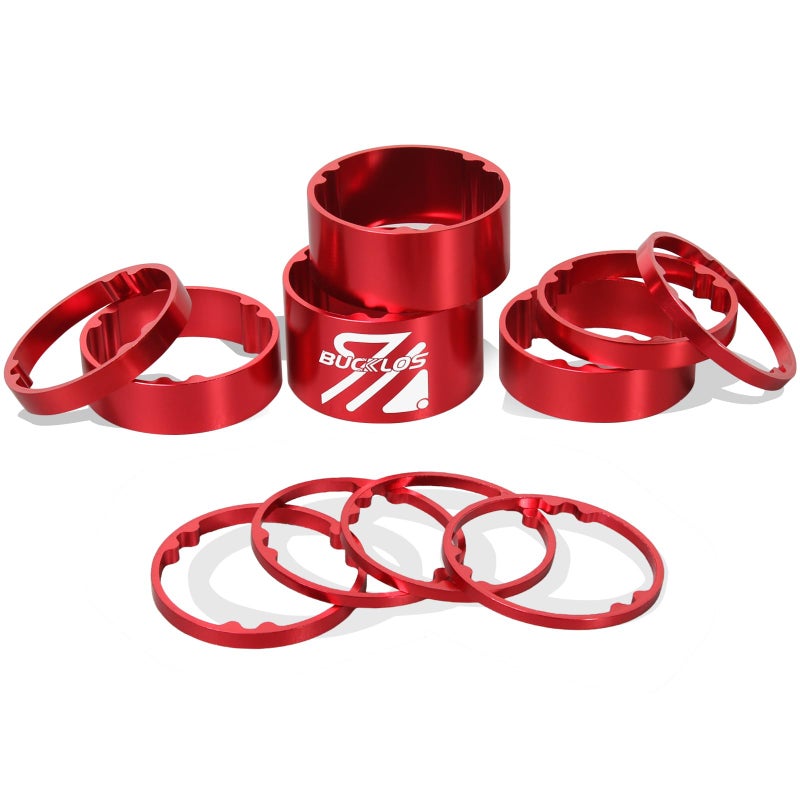 BUCKLOS 11 PCS Bike Headset Spacer Aluminum Alloy/Carbon Fiber 20 15 10 5 3 2 mm for Bicycle, 1-1/8 Inch Fork Handlebar Stem Spacers Threadless, fit in MTB Road BMX Folding Bikes. - Image 1