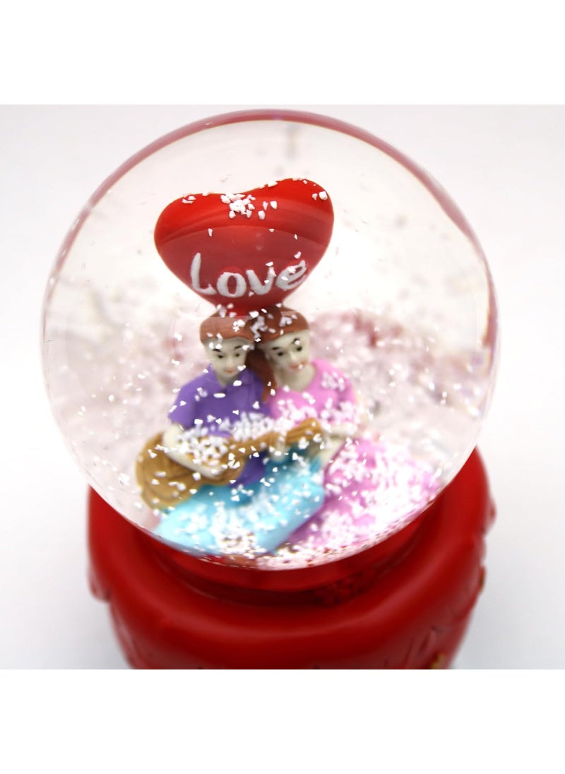 RedRoss RedRoss Snow Globe Sakura Flakes Magical Polyresin Ting Ting Musical Rotating 13cm Key at Bottom No Battery Needed Medium Size Red  - Image 3