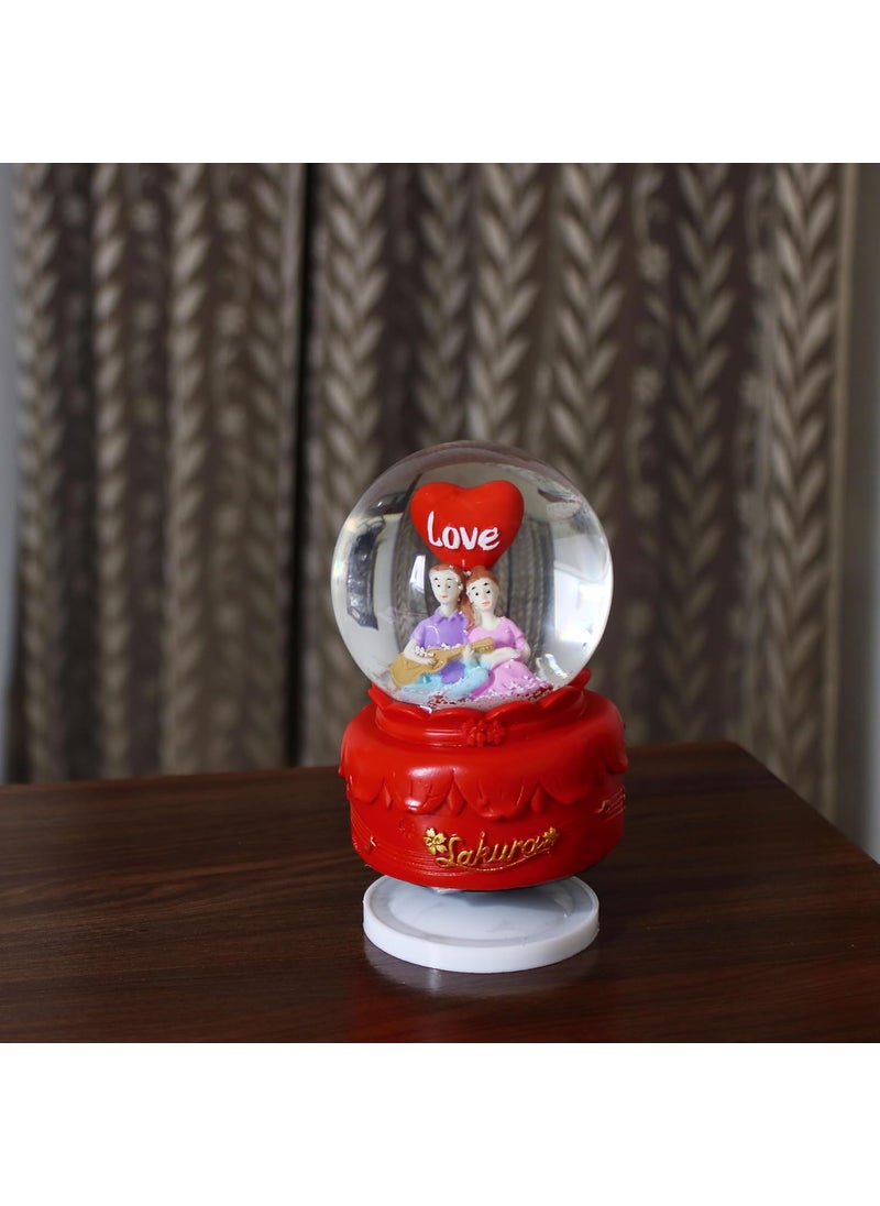 RedRoss RedRoss Snow Globe Sakura Flakes Magical Polyresin Ting Ting Musical Rotating 13cm Key at Bottom No Battery Needed Medium Size Red  - Image 4