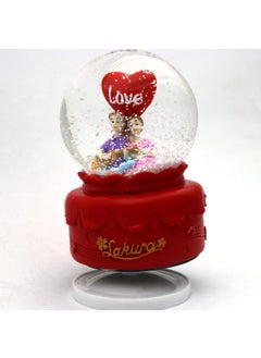 RedRoss RedRoss Snow Globe Sakura Flakes Magical Polyresin Ting Ting Musical Rotating 13cm Key at Bottom No Battery Needed Medium Size Red  - Image 1