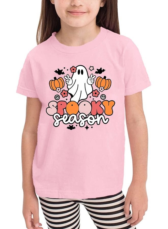 CAZYCHILD Toddler Halloween Shirt Baby Girls Boys Cute Spooky Season T-Shirt Kids Pumpkin Ghost Graphic Tee Tops, Pink, 3 Years - Image 2