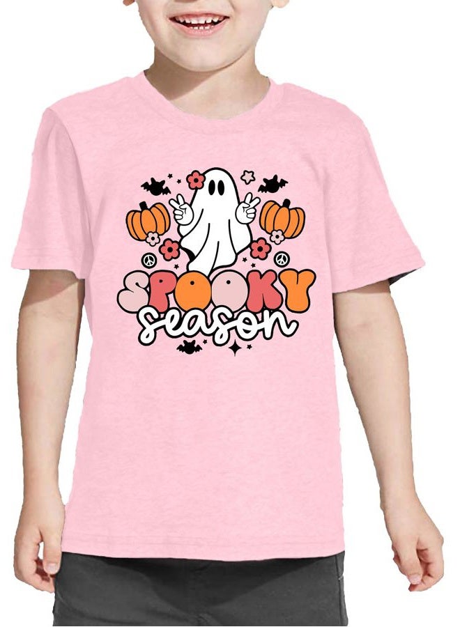 CAZYCHILD Toddler Halloween Shirt Baby Girls Boys Cute Spooky Season T-Shirt Kids Pumpkin Ghost Graphic Tee Tops, Pink, 3 Years - Image 3