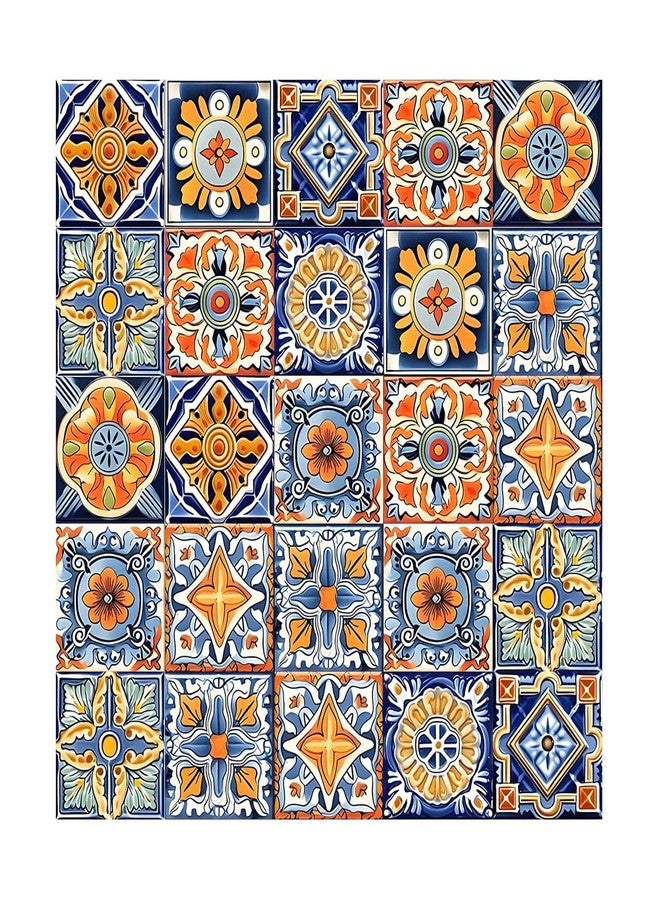 Jacklove 25 PCS Moroccan Tile Stickers - 4x4 Inch (10x10 cm) Waterproof & Oil-Proof Removable Decals for DIY Bathroom & Kitchen Backsplash Mural Decoration(TS-006) - Image 1
