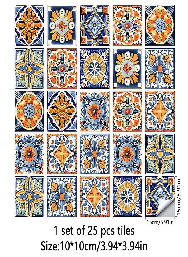 Jacklove 25 PCS Moroccan Tile Stickers - 4x4 Inch (10x10 cm) Waterproof & Oil-Proof Removable Decals for DIY Bathroom & Kitchen Backsplash Mural Decoration(TS-006) - Image 3