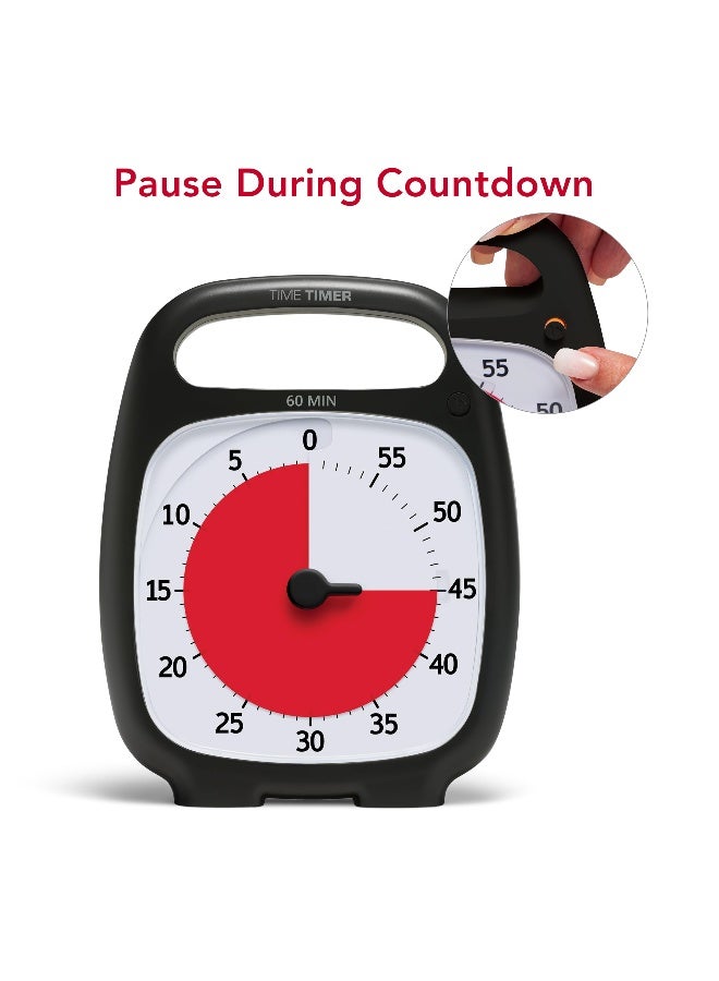 TIME TIMER PLUS 60 Minute Desk Visual Timer - Countdown Timer with Portable Handle for Classroom, Office, Homeschooling, Study Tool with Silent Operation (Charcoal) - Image 5