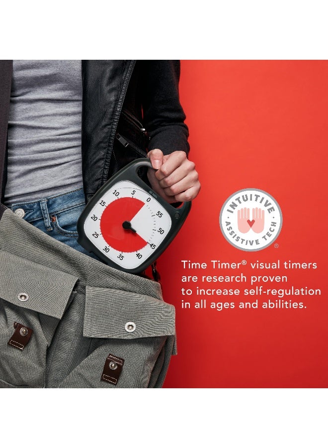 TIME TIMER PLUS 60 Minute Desk Visual Timer - Countdown Timer with Portable Handle for Classroom, Office, Homeschooling, Study Tool with Silent Operation (Charcoal) - Image 2