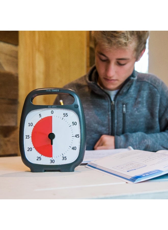TIME TIMER PLUS 60 Minute Desk Visual Timer - Countdown Timer with Portable Handle for Classroom, Office, Homeschooling, Study Tool with Silent Operation (Charcoal) - Image 3