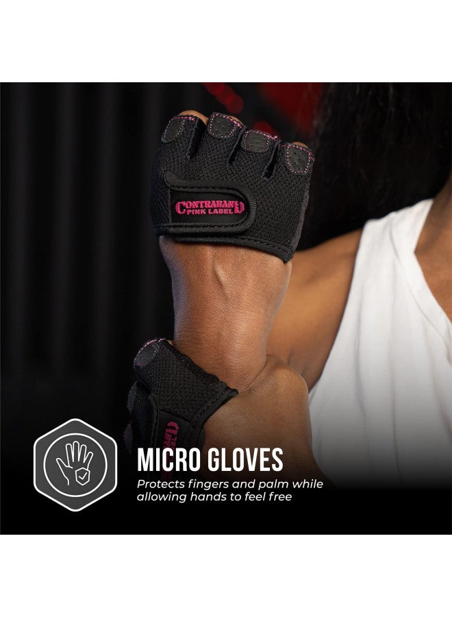 Contraband Pink Label Contraband Pink Label 5537 Womens Micro Weight Lifting Gloves w/Grip-Lock Silicone Padding (Pair) - Minimalist Half Gloves - Apple Watch Friendly (Black, Small)  - Image 5