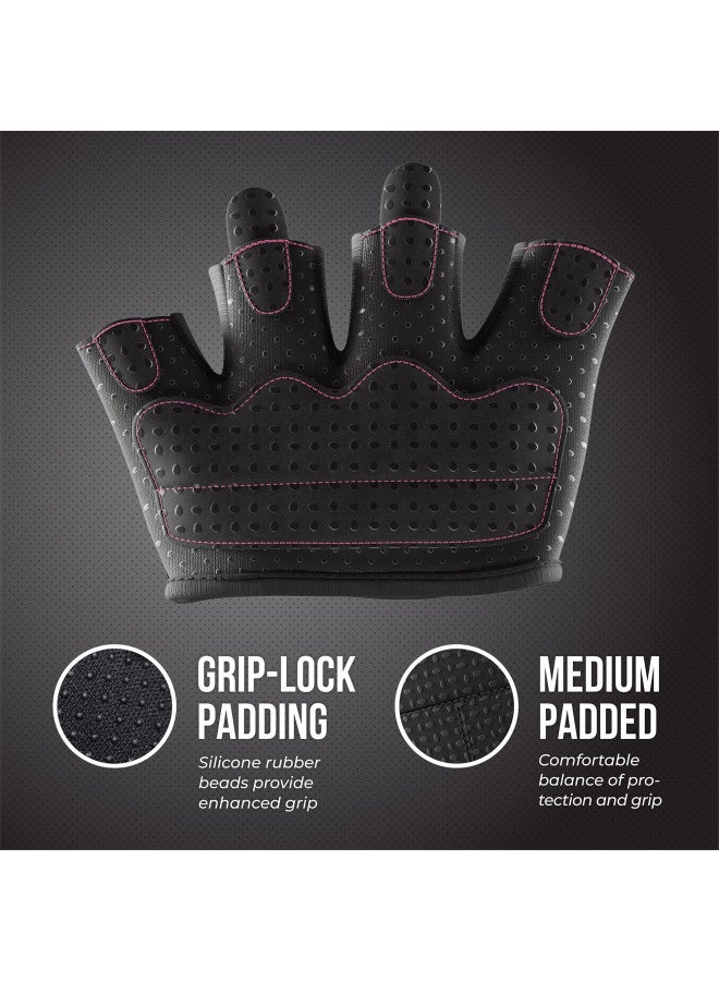 Contraband Pink Label Contraband Pink Label 5537 Womens Micro Weight Lifting Gloves w/Grip-Lock Silicone Padding (Pair) - Minimalist Half Gloves - Apple Watch Friendly (Black, Small)  - Image 3