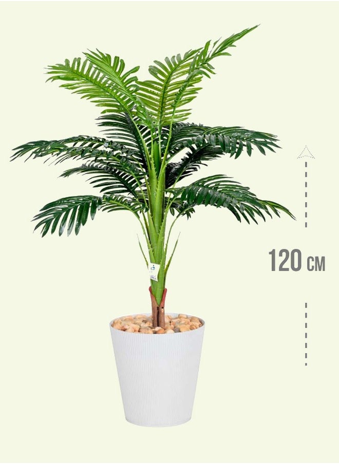 DRAMA HOME Artificial Ornamental Palm Tree in Pot Green/White120 cm 