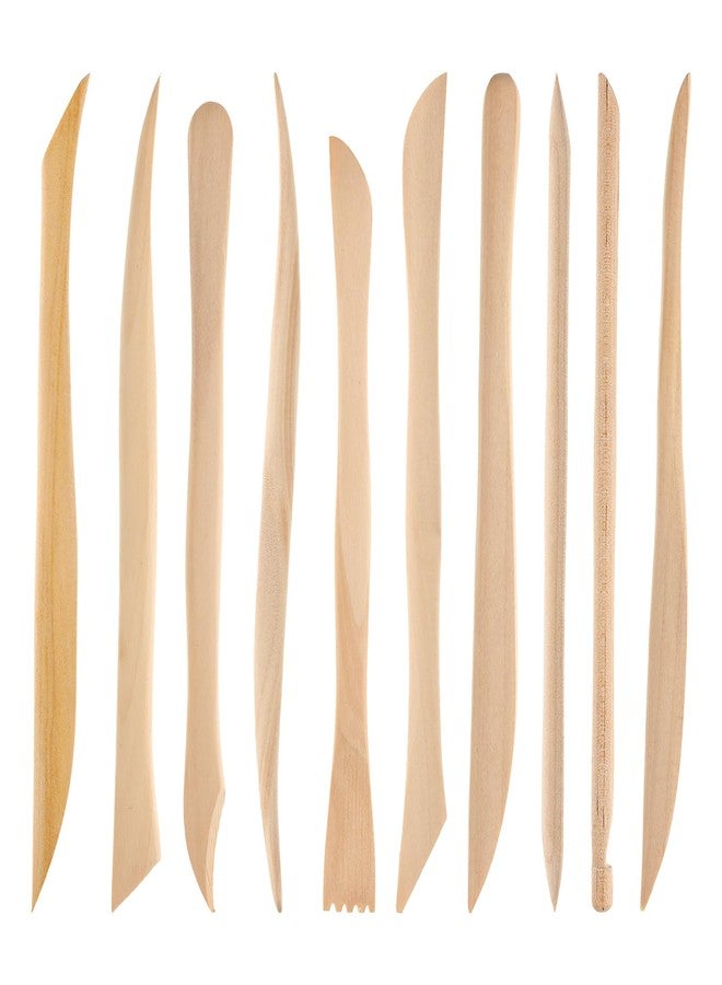 JIYIN 10 Piece Wooden Clay Sculpting Tool, 6'' Double Ended Ceramic Wooden Clay Modeling Sculpture Tool Polymer Pottery Dough Modeling Tool Kit for Cutting Carving Detailing and Smoothing - Image 1