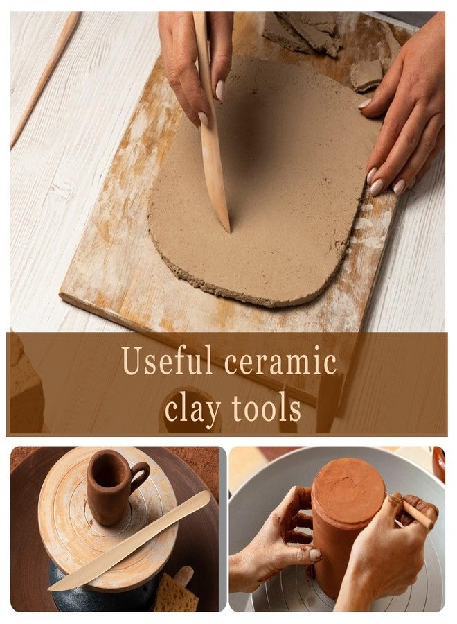 JIYIN 10 Piece Wooden Clay Sculpting Tool, 6'' Double Ended Ceramic Wooden Clay Modeling Sculpture Tool Polymer Pottery Dough Modeling Tool Kit for Cutting Carving Detailing and Smoothing - Image 4