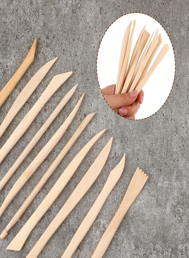 JIYIN 10 Piece Wooden Clay Sculpting Tool, 6'' Double Ended Ceramic Wooden Clay Modeling Sculpture Tool Polymer Pottery Dough Modeling Tool Kit for Cutting Carving Detailing and Smoothing - Image 3