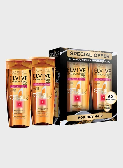 L'OREAL PARIS Elvive Extraordinary Oil Shampoo 400ml Twin Pack, Savings 29%