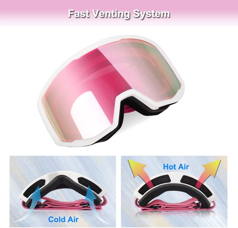 EXP VISION Ski/Snowboard Goggles for Men Women, OTG Snow Goggles Anti Fog UV Protection - Image 3