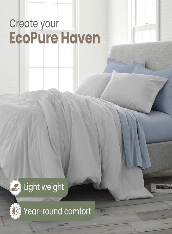 Martex EcoPure Comfort Wash 2-Piece Solid Twin Comforter Set - 100% Organic Cotton - All-Season - Breathable & Lightweight - Easy Care - Light Gray - Image 2