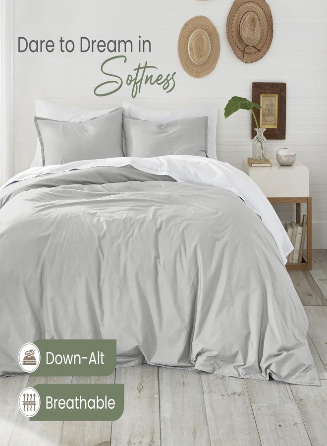 Martex EcoPure Comfort Wash 2-Piece Solid Twin Comforter Set - 100% Organic Cotton - All-Season - Breathable & Lightweight - Easy Care - Light Gray - Image 5