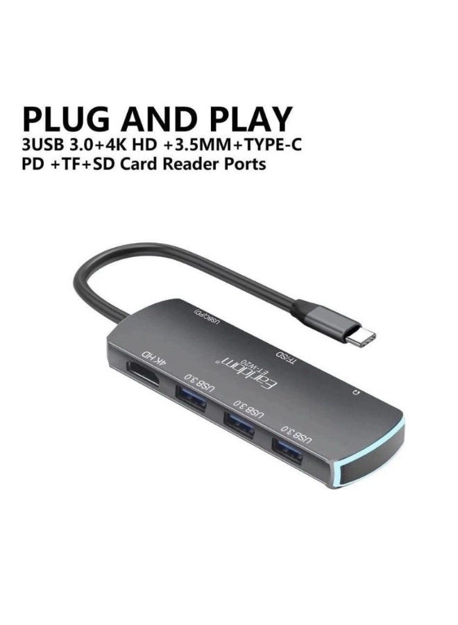 Earldom W20 8-in-1 USB Hub – Type-C Plug & Play Expansion Station - Image 2