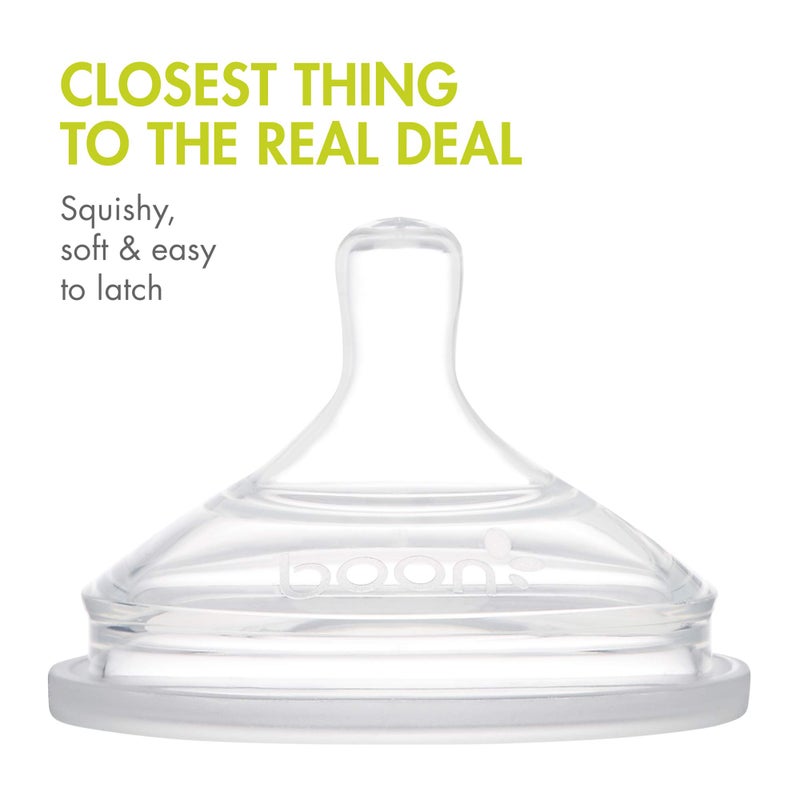 Boon Nursh Silicone Baby Bottle Nipples - Bottle Nipples for Boon Nursh Baby Bottles - Baby Bottle-Feeding Supplies - Medium Flow Baby Bottle Nipples - 3 Count - Image 3