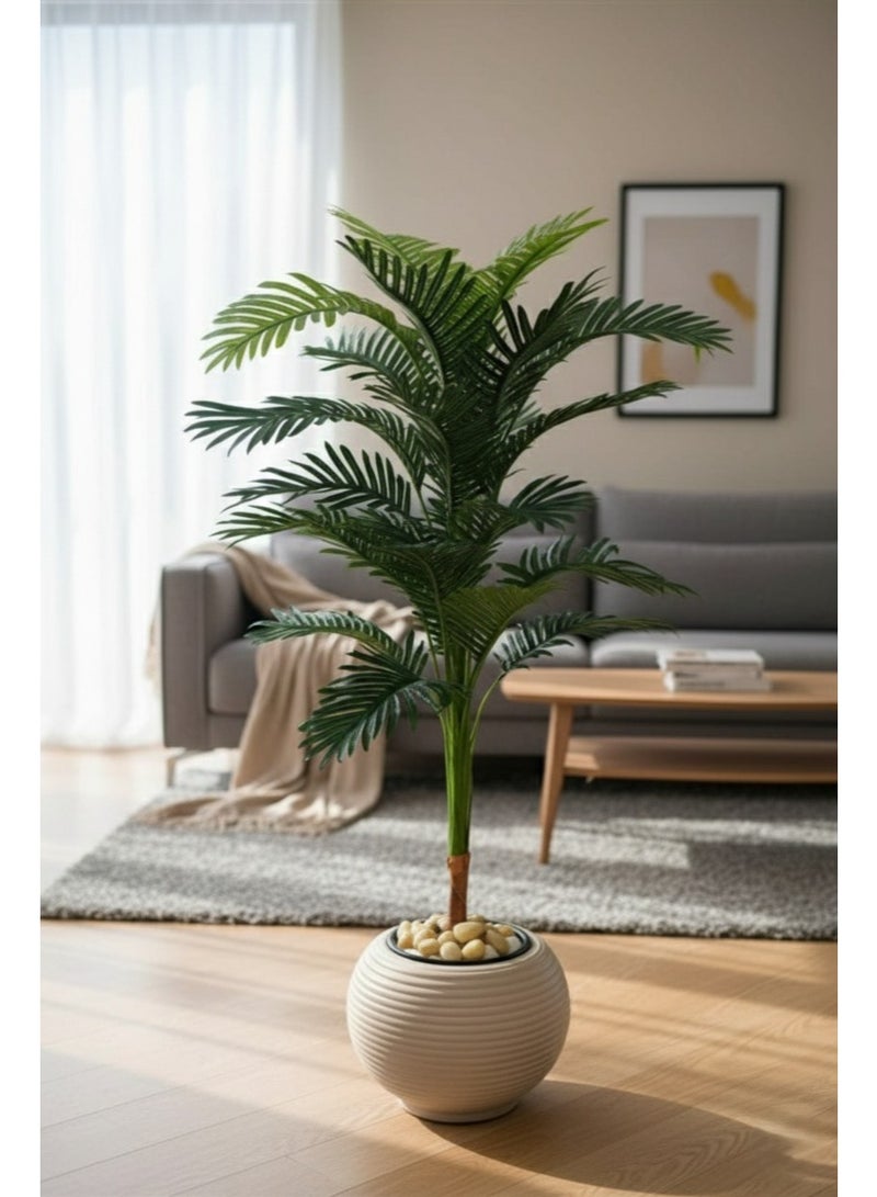 Tall Artificial Areca Plant with Green Leaves in a Stylish Plastic Pot - Modern Home and Office Decor
