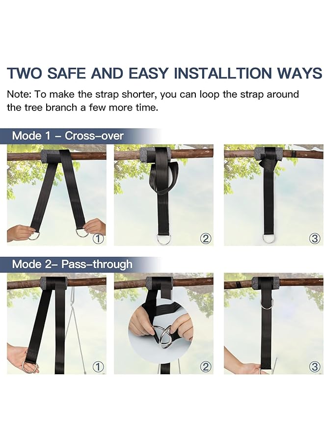 X spring Tree Swing Hanging Straps Kit 1.5M Long 2 Tree Hanging Straps Swing Attachment With 2 Heavy Duty Safety Lock Carabiner Hooks And D Rings Perfect For Tree Swing Outdoor Kids Garden Swing - Image 5