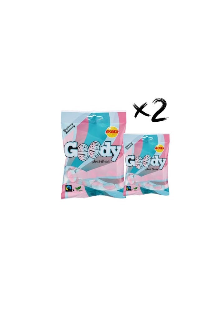 Bubs Goody Sour Ovals Raspberry Caramel 2 Pack of 90g - Image 1