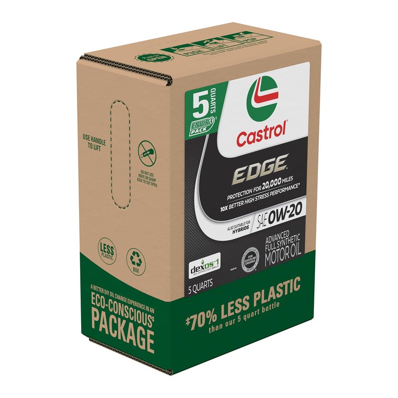 Castrol EDGE 0W-20 Advanced Full Synthetic Motor Oil, 5 Quarts, Eco Pack - Image 5
