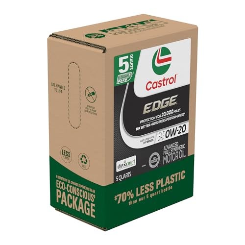 Castrol EDGE 0W-20 Advanced Full Synthetic Motor Oil, 5 Quarts, Eco Pack - Image 1