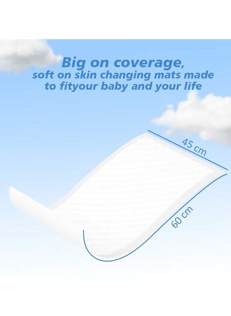 سجادة تغيير الحفاضات باللون الأبيض للاستعمال لمرة واحدة، عبوة من 30 قطعة للطفل مقاس 60 سم × 45 سم - Image 2