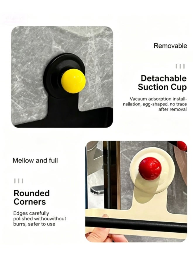 Suction Cup Toilet Paper Holder, Dopamine Color Wall Mount Roll Paper Holder, No Drill Removable Vacuum Tissue Dispenser, Waterproof Rustproof Bathroom Paper Towel Rack, Reusable Washable Suction Tissue Holder for Bathroom Kitchen - Image 4
