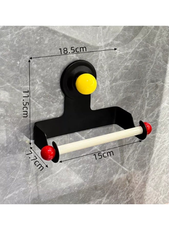 Suction Cup Toilet Paper Holder, Dopamine Color Wall Mount Roll Paper Holder, No Drill Removable Vacuum Tissue Dispenser, Waterproof Rustproof Bathroom Paper Towel Rack, Reusable Washable Suction Tissue Holder for Bathroom Kitchen - Image 2
