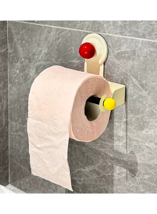 Suction Cup Toilet Paper Holder, Dopamine Color Wall Mount Roll Paper Holder, No Drill Removable Vacuum Tissue Dispenser, Waterproof Rustproof Bathroom Paper Towel Rack, Reusable Washable Suction Tissue Holder for Bathroom Kitchen - Image 1