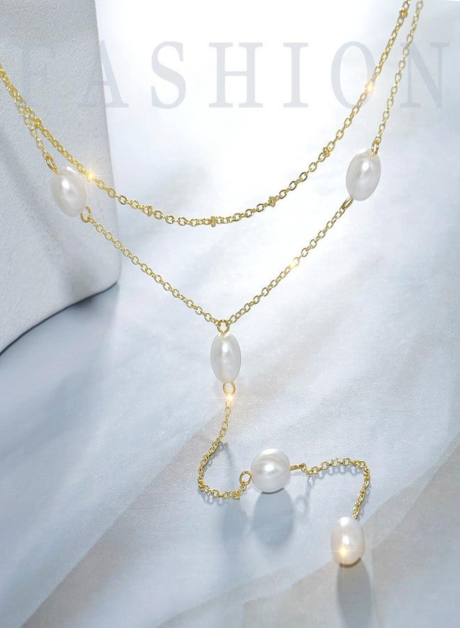 Suyi Lariat Necklace for Women Gold Dainty Long Necklace 14k Gold Plated Y-Shaped Necklaces Pearl Gold 1 - Image 5