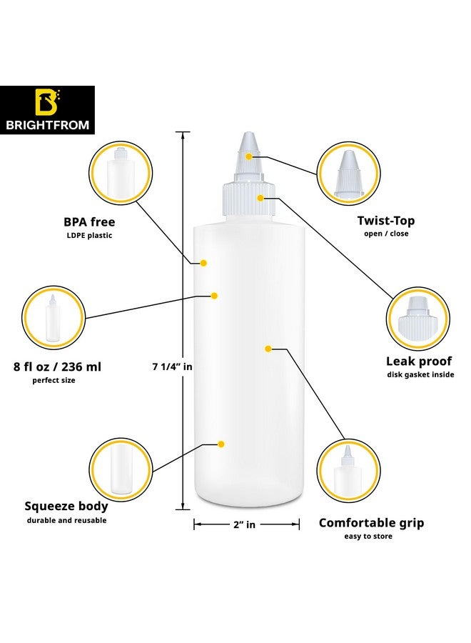 برايت فروم زجاجات برايت فروم ذات غطاء ملتوي، زجاجات بلاستيكية فارغة قابلة لإعادة التعبئة، سعة 8 أونصات، فوهة مفتوحة/مغلقة - تلوين الشعر/متعددة الأغراض (عبوة من قطعتين) - Image 2