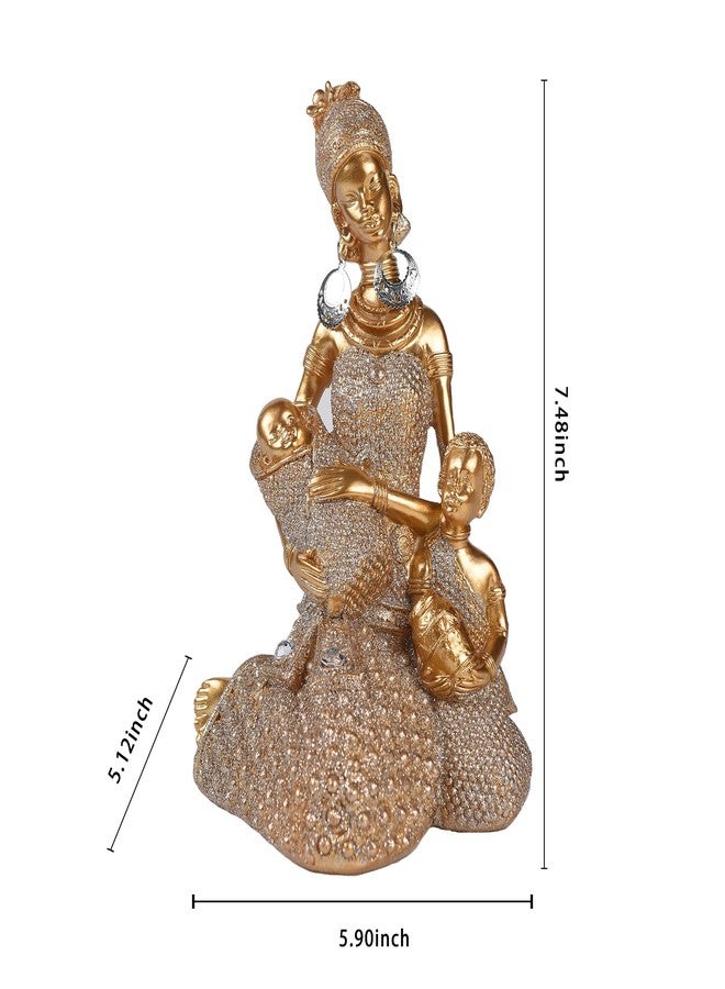 BRABUD African American Mother and Child Statue, Resin Gold Figurine, Mother Holding Baby Statue, Home Desk Bookshelf TV Cabinet Decor TQTLBS3 - Image 2