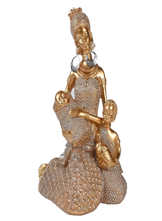 BRABUD African American Mother and Child Statue, Resin Gold Figurine, Mother Holding Baby Statue, Home Desk Bookshelf TV Cabinet Decor TQTLBS3 - Image 1