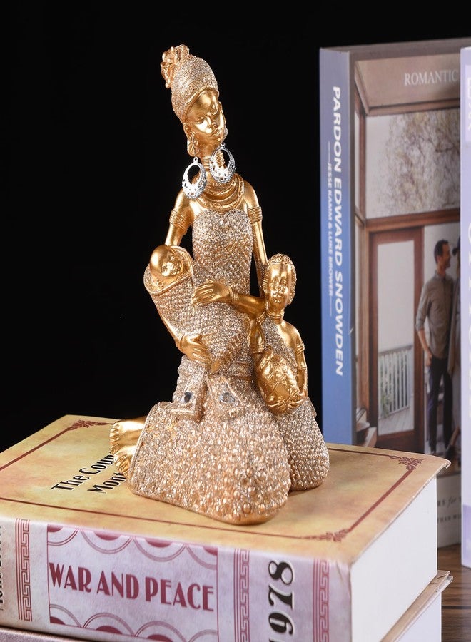 BRABUD African American Mother and Child Statue, Resin Gold Figurine, Mother Holding Baby Statue, Home Desk Bookshelf TV Cabinet Decor TQTLBS3 - Image 5
