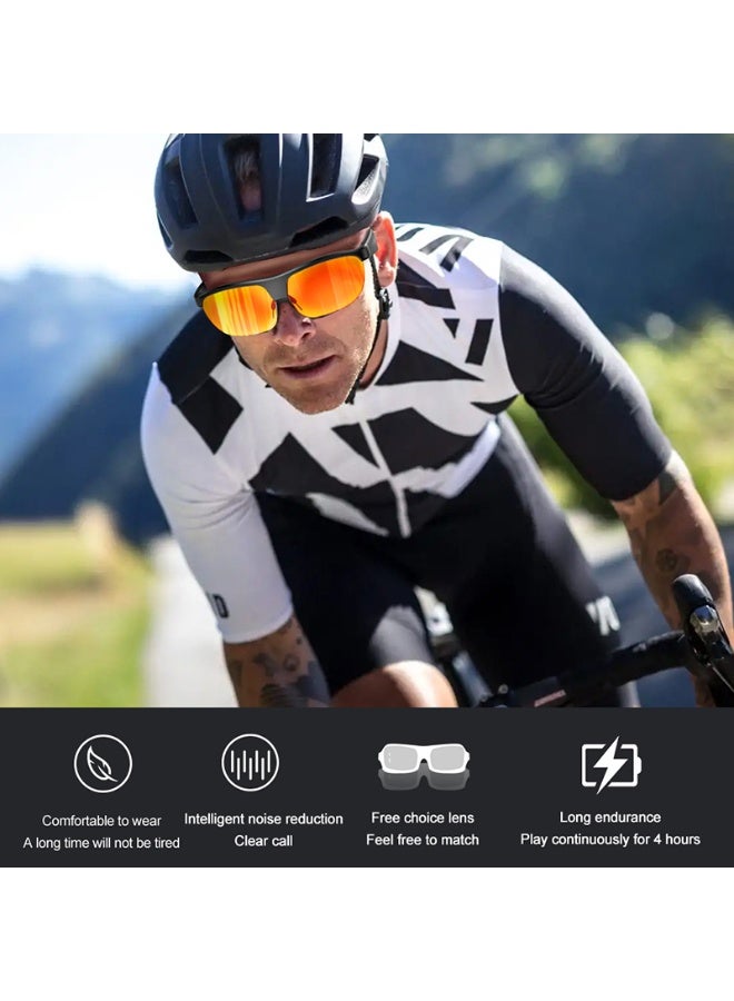 Domars Smart Bluetooth Glasses,Open-Ear Sound Mic & Speakers,AI translation,Sport Action Glasses Motorcycle Riding Portable Wearable Eye Glasses for Cycling, Driving, Hunting, Hiking, Fishing Unisex (Silver Lenses) - Image 2