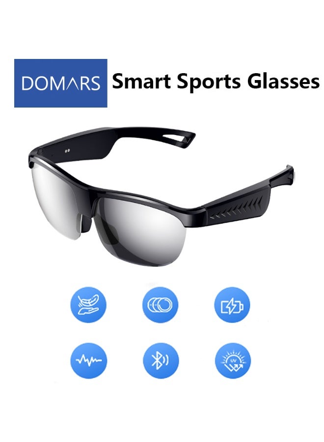 Domars Smart Bluetooth Glasses,Open-Ear Sound Mic & Speakers,AI translation,Sport Action Glasses Motorcycle Riding Portable Wearable Eye Glasses for Cycling, Driving, Hunting, Hiking, Fishing Unisex (Silver Lenses) - Image 1