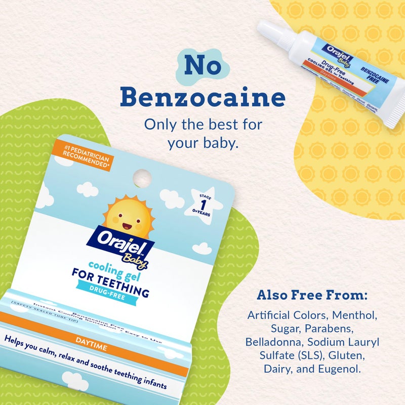 Orajel جيل أوراجيل للأطفال لتهدئة اللثة خلال النهار، خالي من الأدوية، العلامة التجارية الموصى بها من قبل أطباء الأطفال رقم 1 لتهيج اللثة*، أنبوب 0.33 أونصة - Image 3